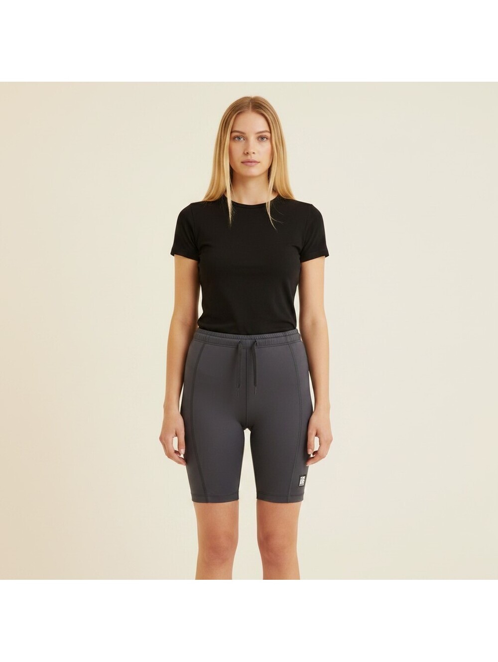 De Soto Activewear Bicycle Shorts Women L Large Black Drawstring Sport Stretch